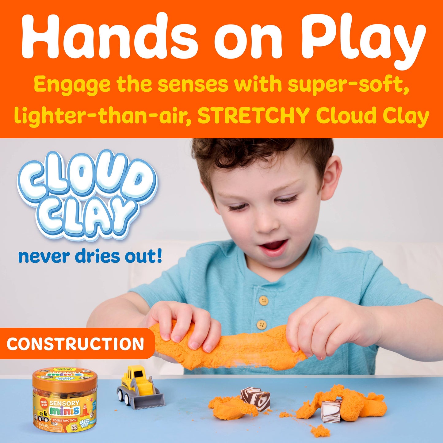 Sensory Mini Play Kit Jar with Cloud Clay: Construction Them