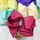 Texas Size Rhinestone Center Knot Hair Bows: Coral