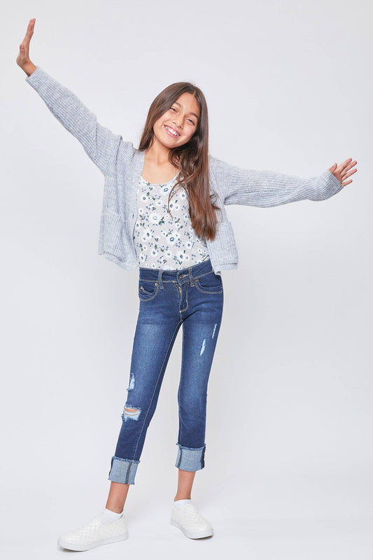 Girls Wannabettafit Mid-Rise Mega Cuff Skinny Jean
