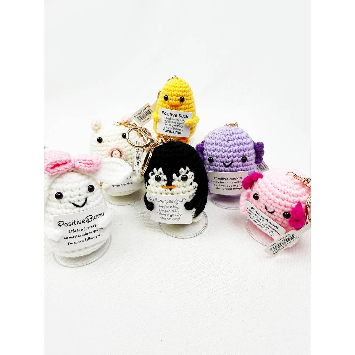 Positive Animal Crochet Keychain