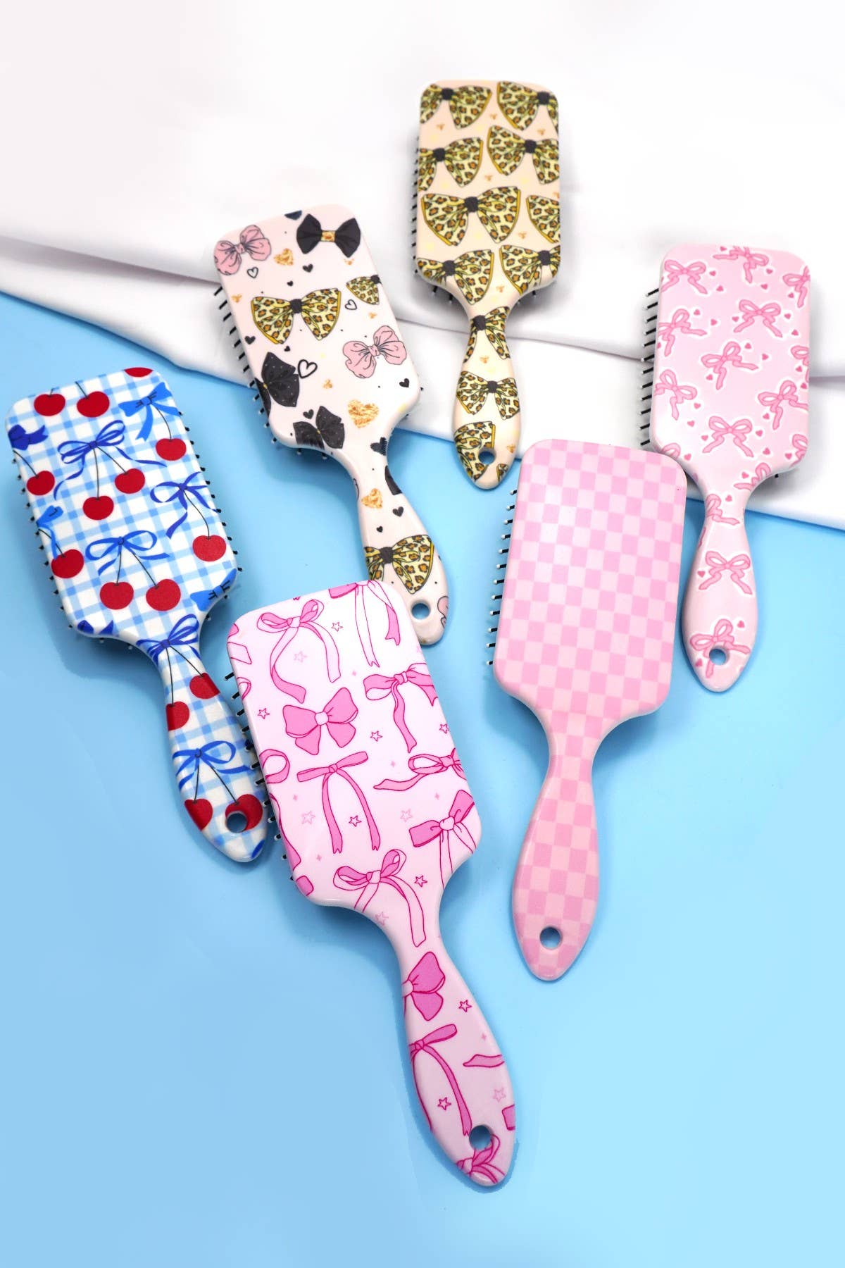PINK WITH BOWS LARGE DETANGLE PADDLE HAIR BRUSH COMB