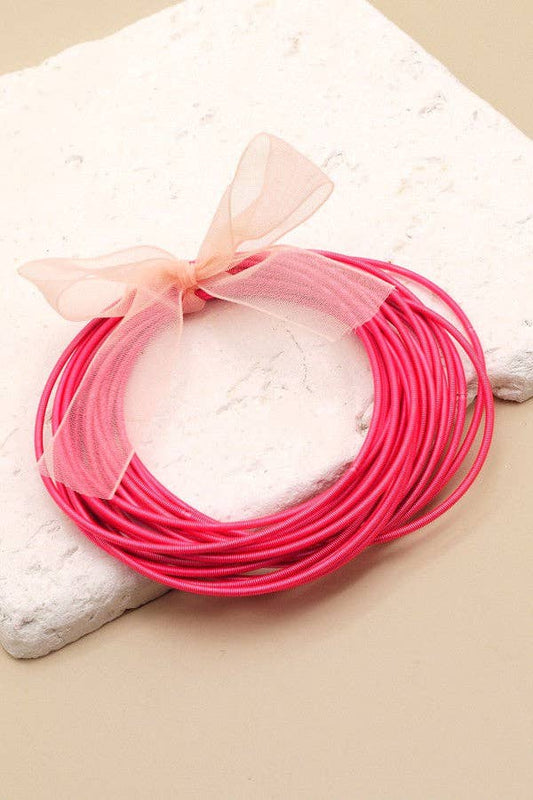 Hot Pink Guitar String Bracelets -20pcs set