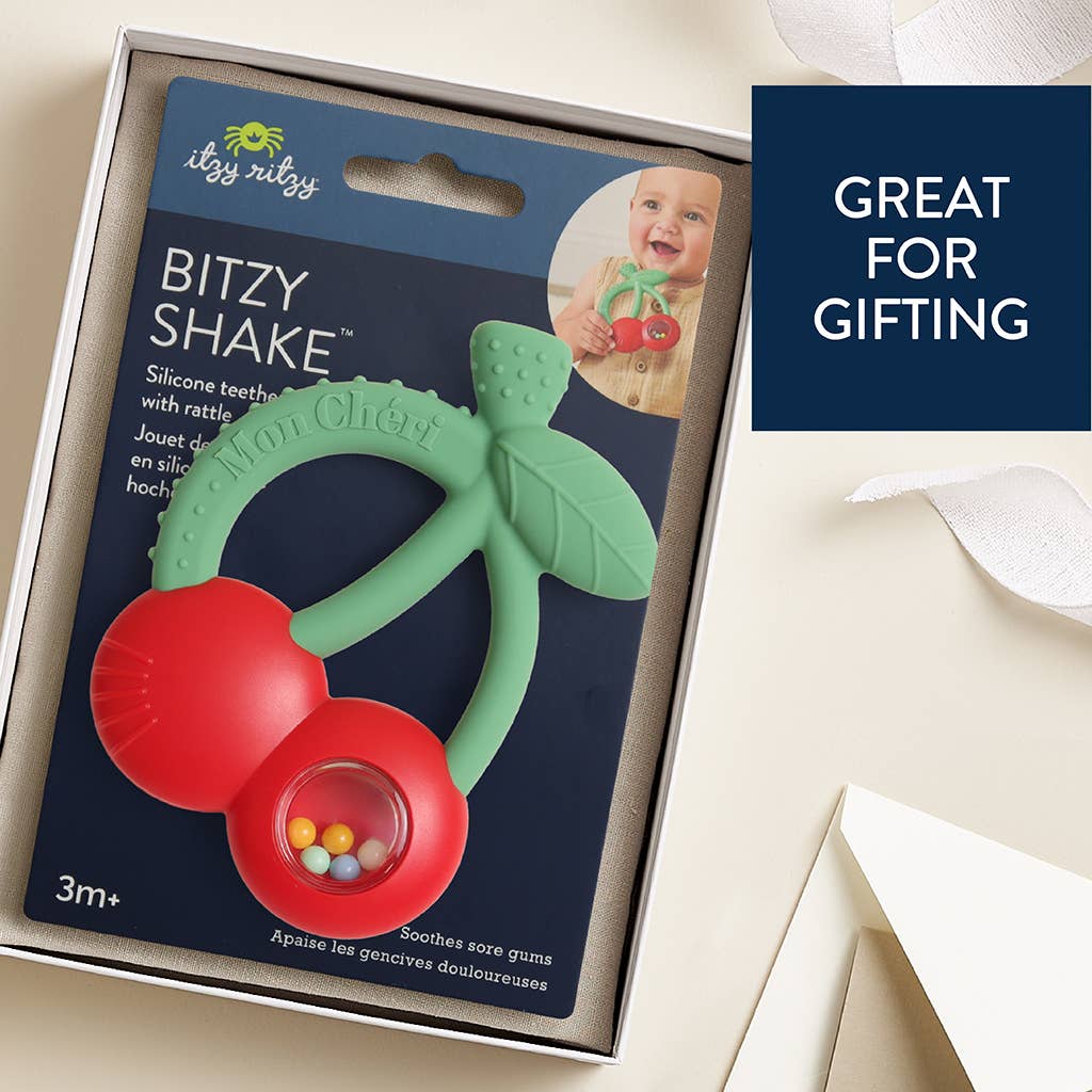 Cherries Bitzy Shake™ - Silicone Teether with Rattle
