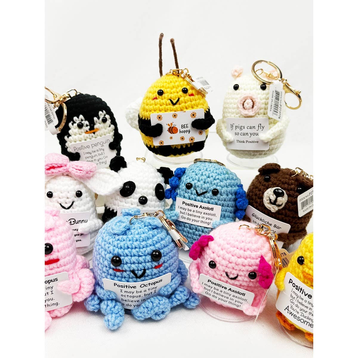 Positive Animal Crochet Keychain