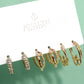 TRIO HUGGIE HOOP RHINESTONE TITANIUM POST EARRINGS | 80E5807: GOLD