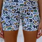 Abstract Camo Printed Seam Detail Biker Shorts