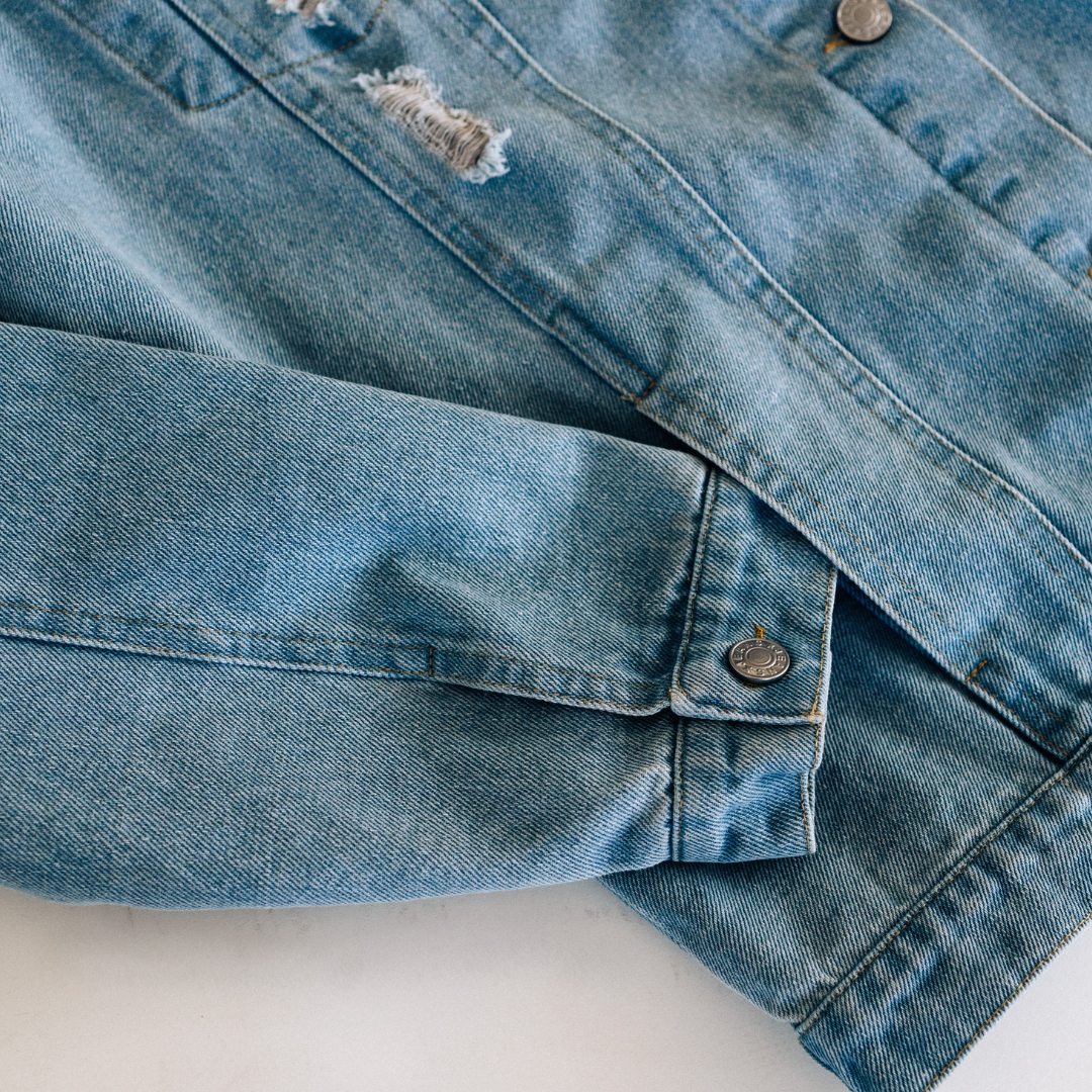 Distressed Women's Denim Jean Jacket