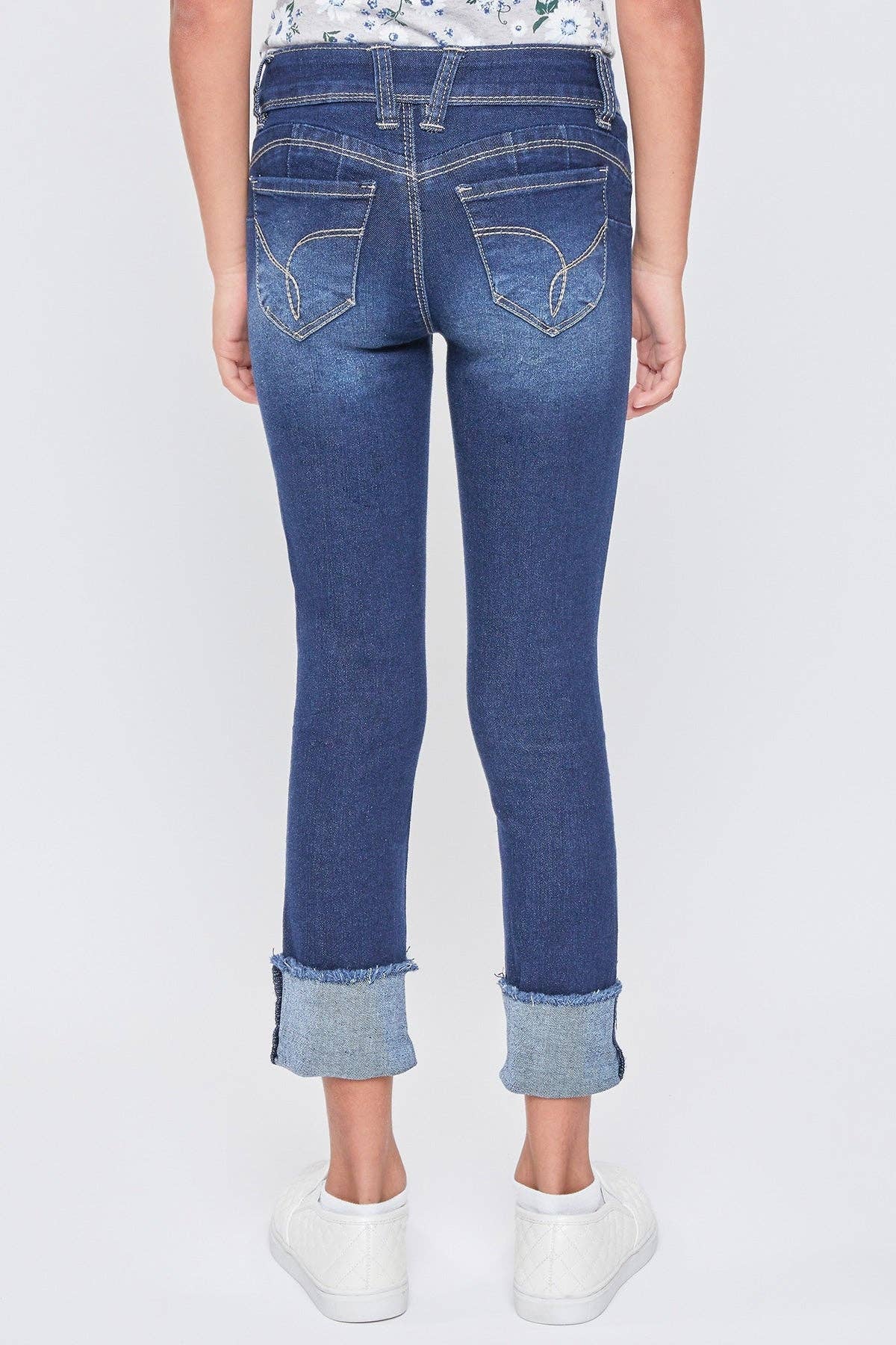 Girls Wannabettafit Mid-Rise Mega Cuff Skinny Jean