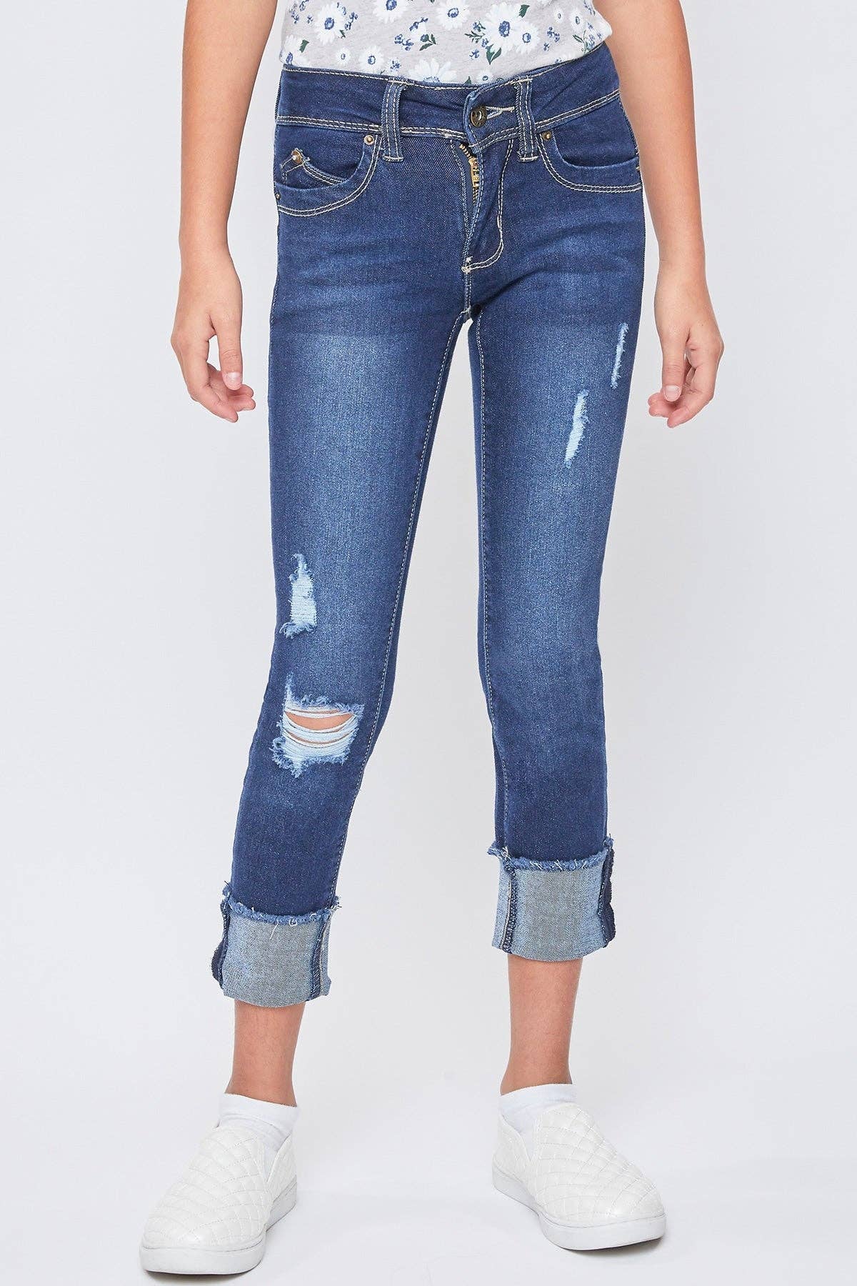 Girls Wannabettafit Mid-Rise Mega Cuff Skinny Jean