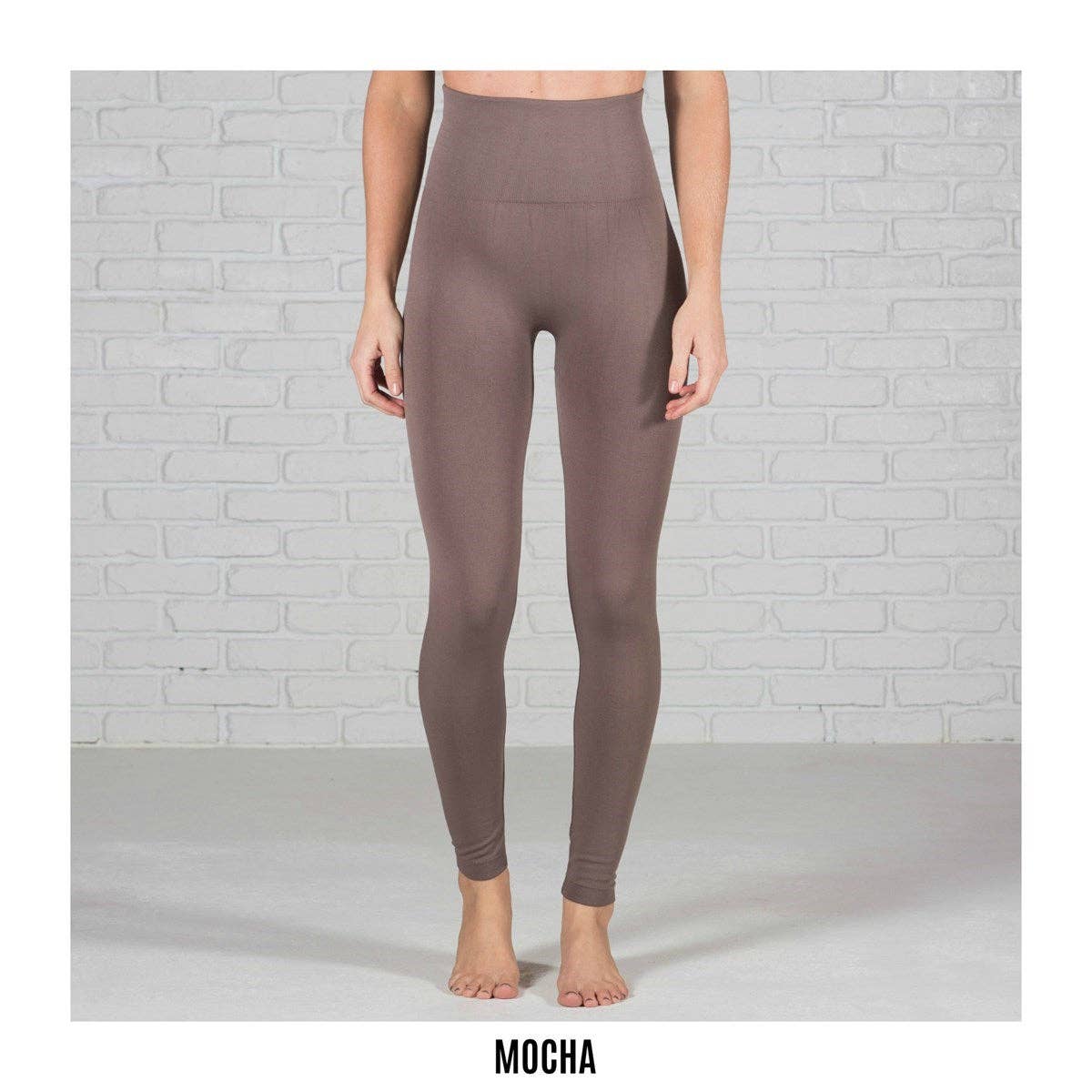 Olive Tummy Control Fleece Lined Leggings - One Size & Curvy