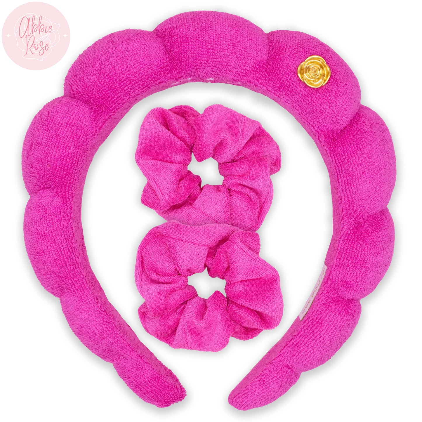 Puffy Terry Cloth Padded Spa Headband with Scrunchies - Multiple Colors
