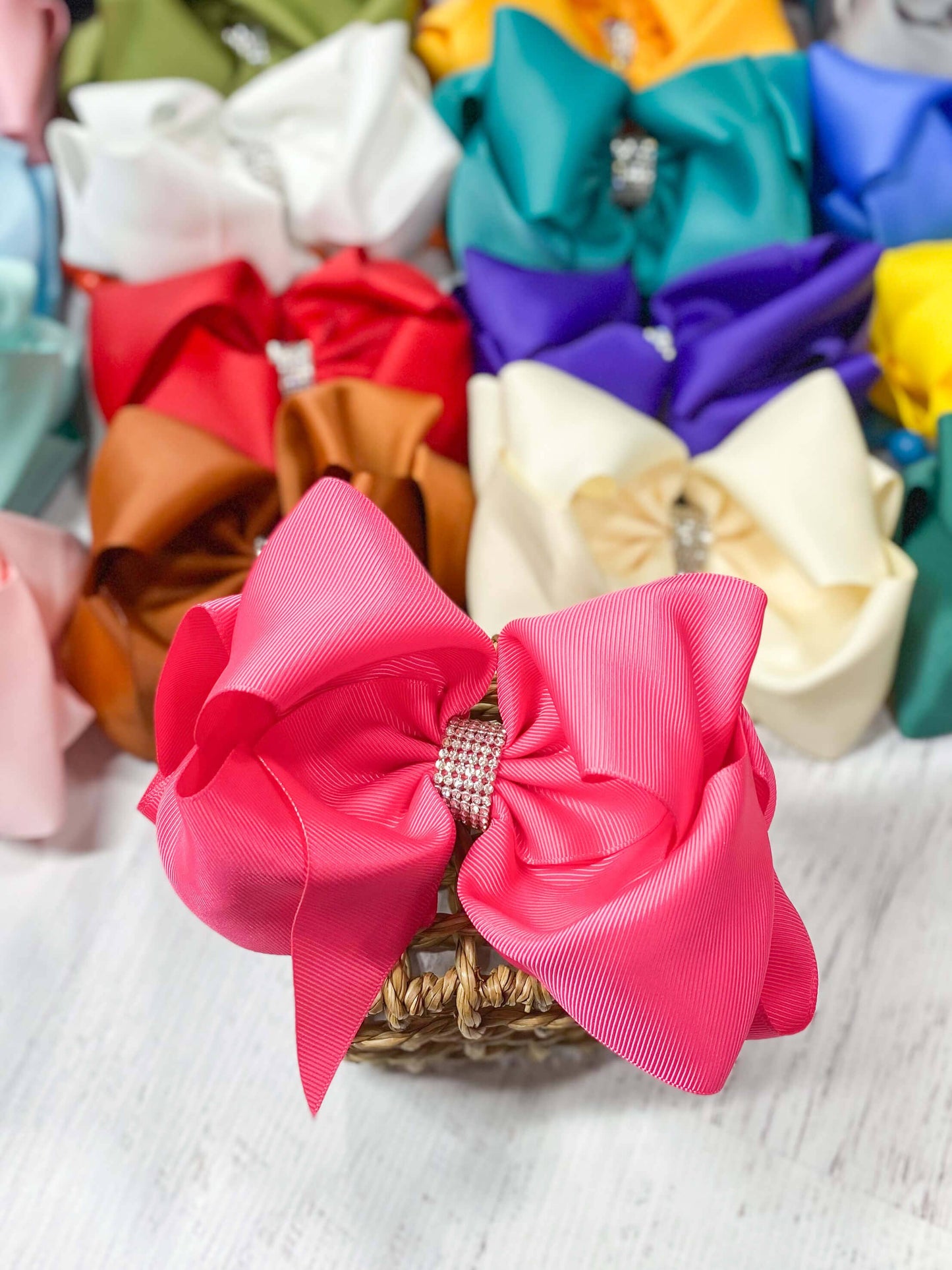 Texas Size Rhinestone Center Knot Hair Bows: Black