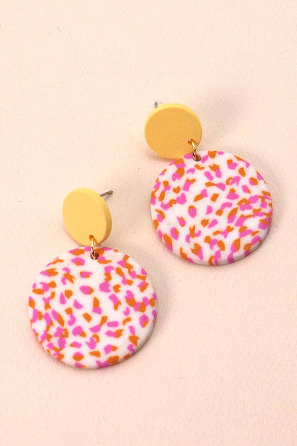 Pink Plaid Polymer Earrings