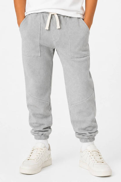 Boys' Grey Soft Waffle Knit Jogger Pants