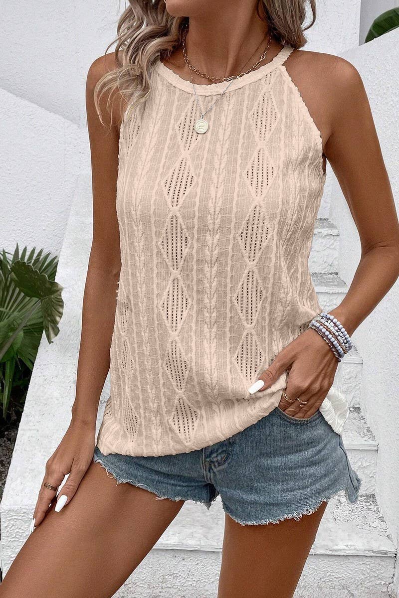 APRICOT JACQUARD CAMISOLE KNITTED TOP