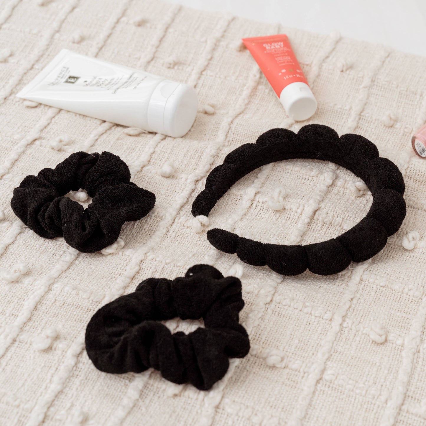 Puffy Terry Cloth Padded Spa Headband with Scrunchies - Multiple Colors